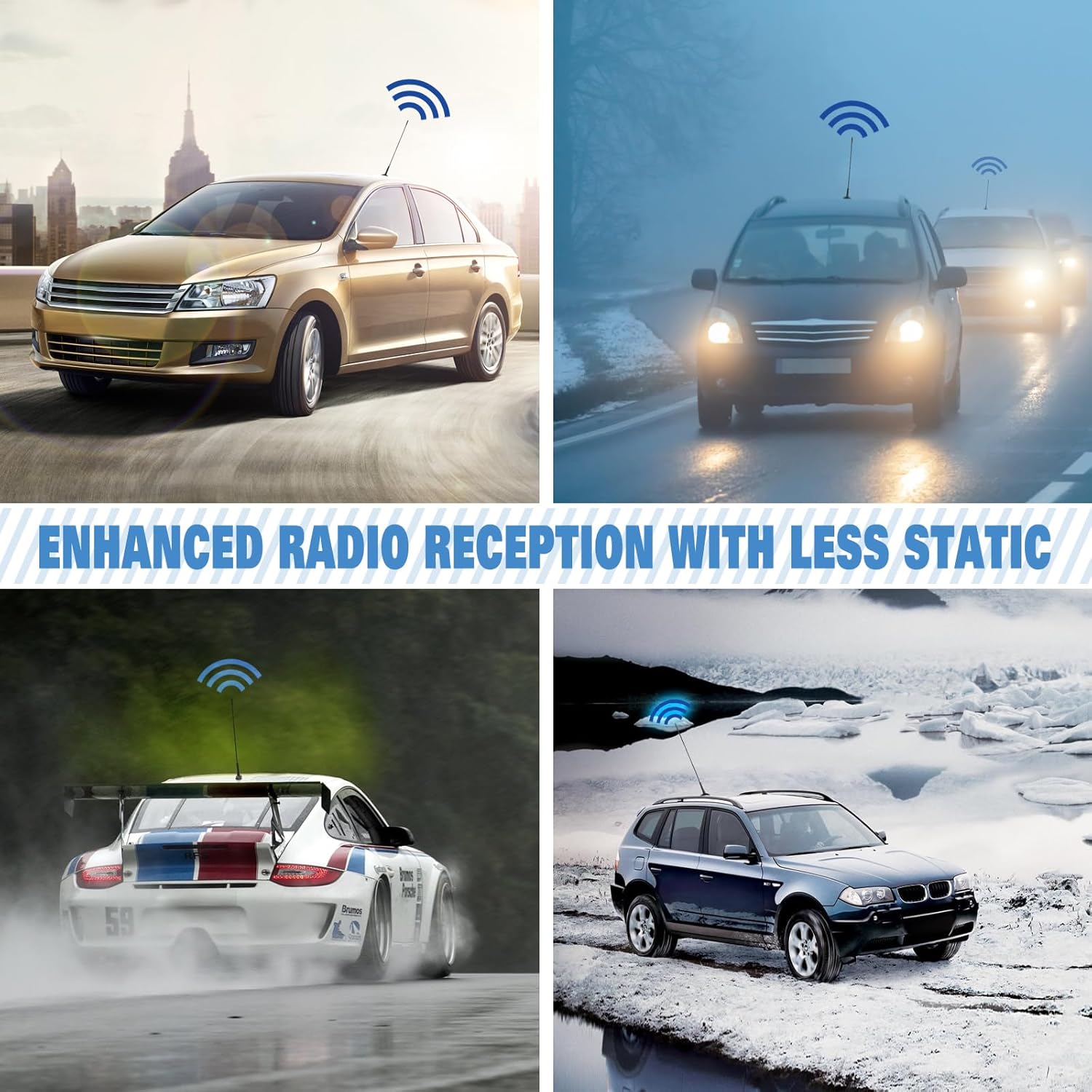 Eightwood Car Antenna 16 inch, AM/FM Radio Antenna Mast Replacement