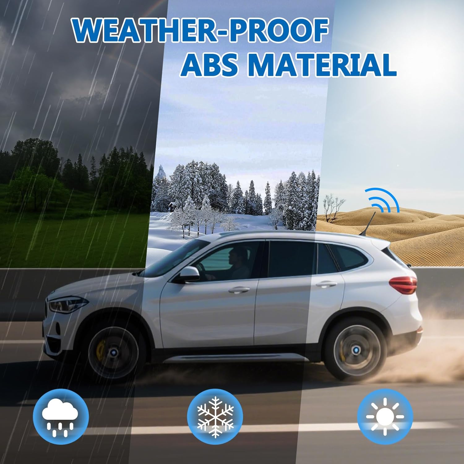 Eightwood Universal AM FM Car Radio Antenna, Roof Mount Amplified Stereo Antenna with 12V Power Wire DIN Plug Connector for Vehicle Car Truck SUV Radio Stereo Receiver Media Head Unit