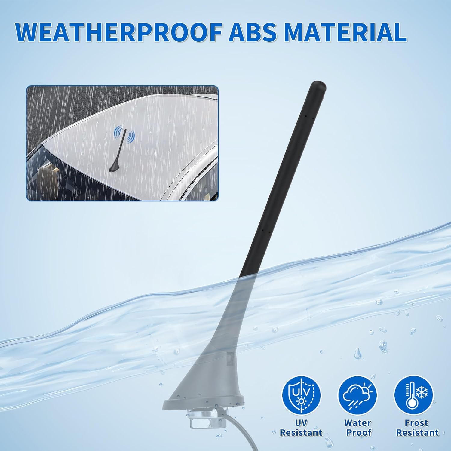 Eightwood Roof Mount FM AM Stereo Adjustable Antenna Mast, Universal Car Radio Antenna with DIN Male Connector for Vehicle Car Truck SUV Marine Boat Radio Stereo Receiver