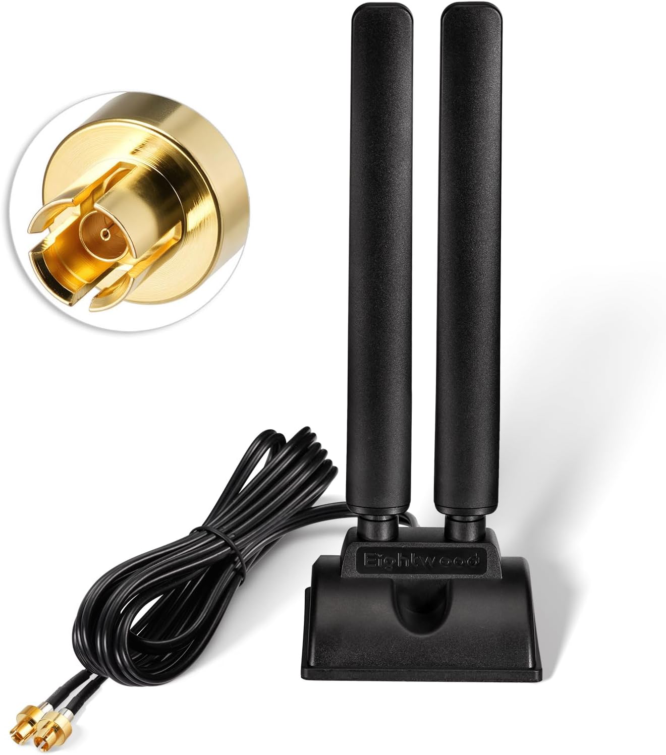 Eightwood Tri-Band WiFi 7 Motherboard Antenna for ASUS Desktop PC, Magnetic Base with 6.5ft Cable and Push-On Connector, Compatible with ROG Strix, TUF Gaming, ProArt, Prime Motherboards