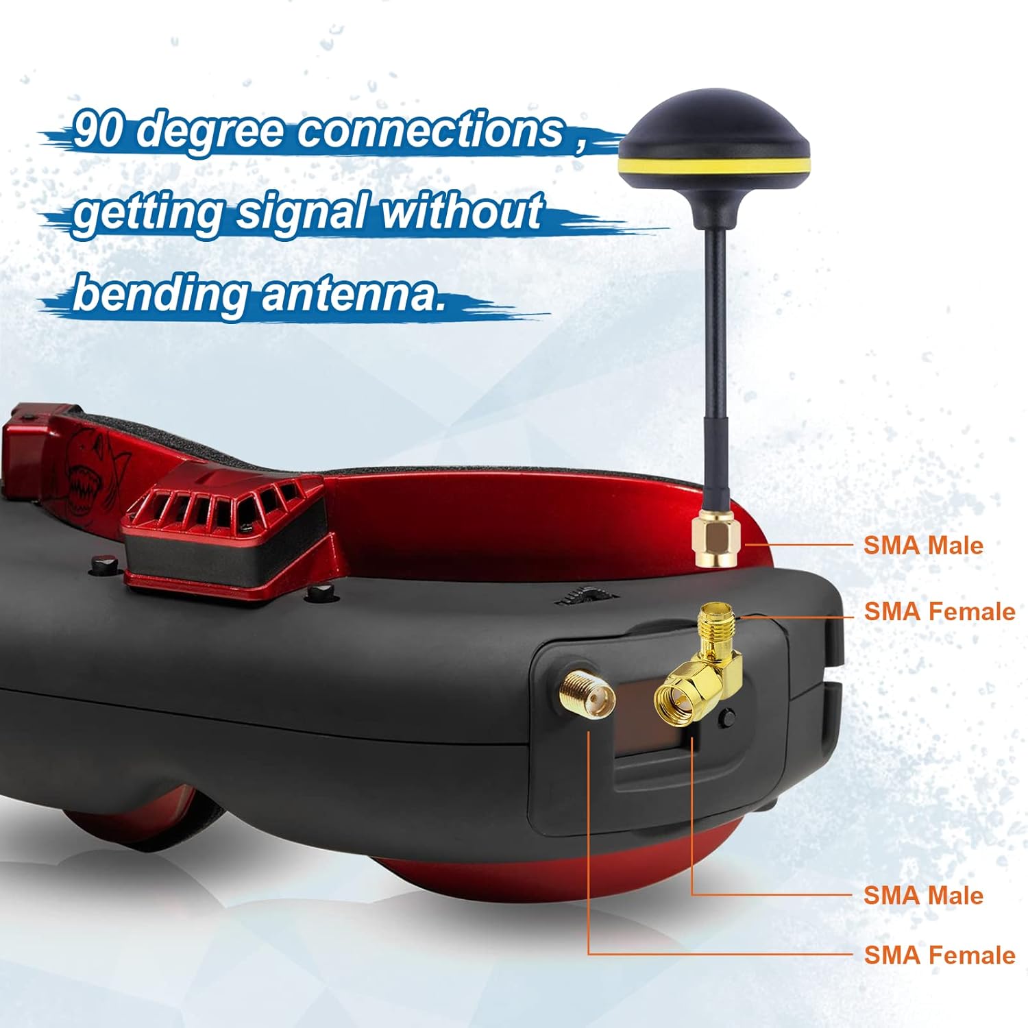 Eightwood SMA Male to Female Right Angle FPV Antenna Adapter 90 Degree Elbow Connector 2-Pack for FPV Goggle, Backup Camera, Two-Way Radio Antenna, Amateur Radio Transceiver, 4G LTE Antenna