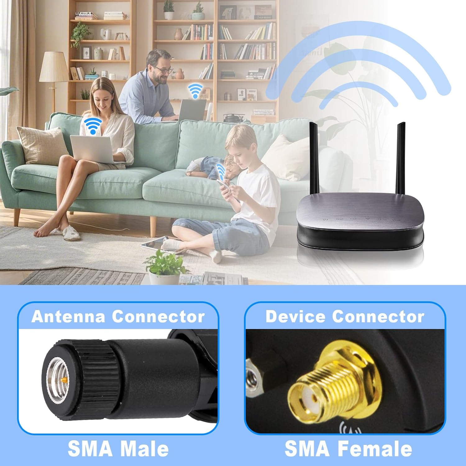 Eightwood 5G 4G LTE GSM 3G Antenna Wide Band Omnidirectional SMA Male Antenna 2-Pack for CPE Router Mobile Hotspot Wireless Home Phone Modem Cellular Trail Camera