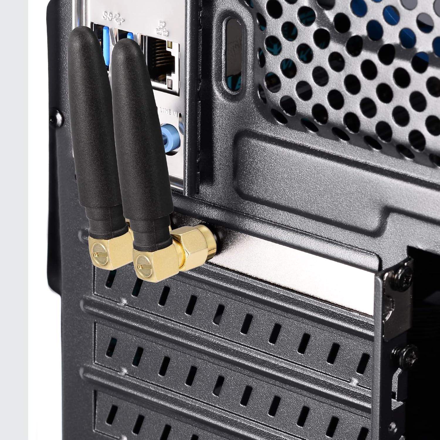 Eightwood Compact WiFi Antenna 2.4GHz 5GHz Dual Band RP-SMA Bluetooth Antennae Right Angle (2-Pack) for PC Computer Network Card Wireless Router Security Camera