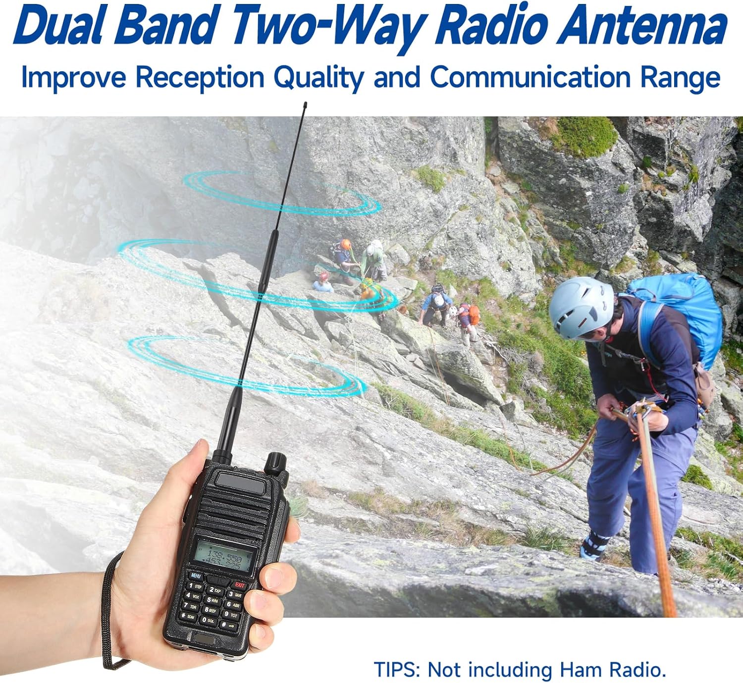 Eightwood SMA Female Whip Antenna Dual Band VHF UHF 144/430Mhz Flexible Antenna 14in 2-Pack for Baofeng Radios UV-5R UV-82 BF-F8HP