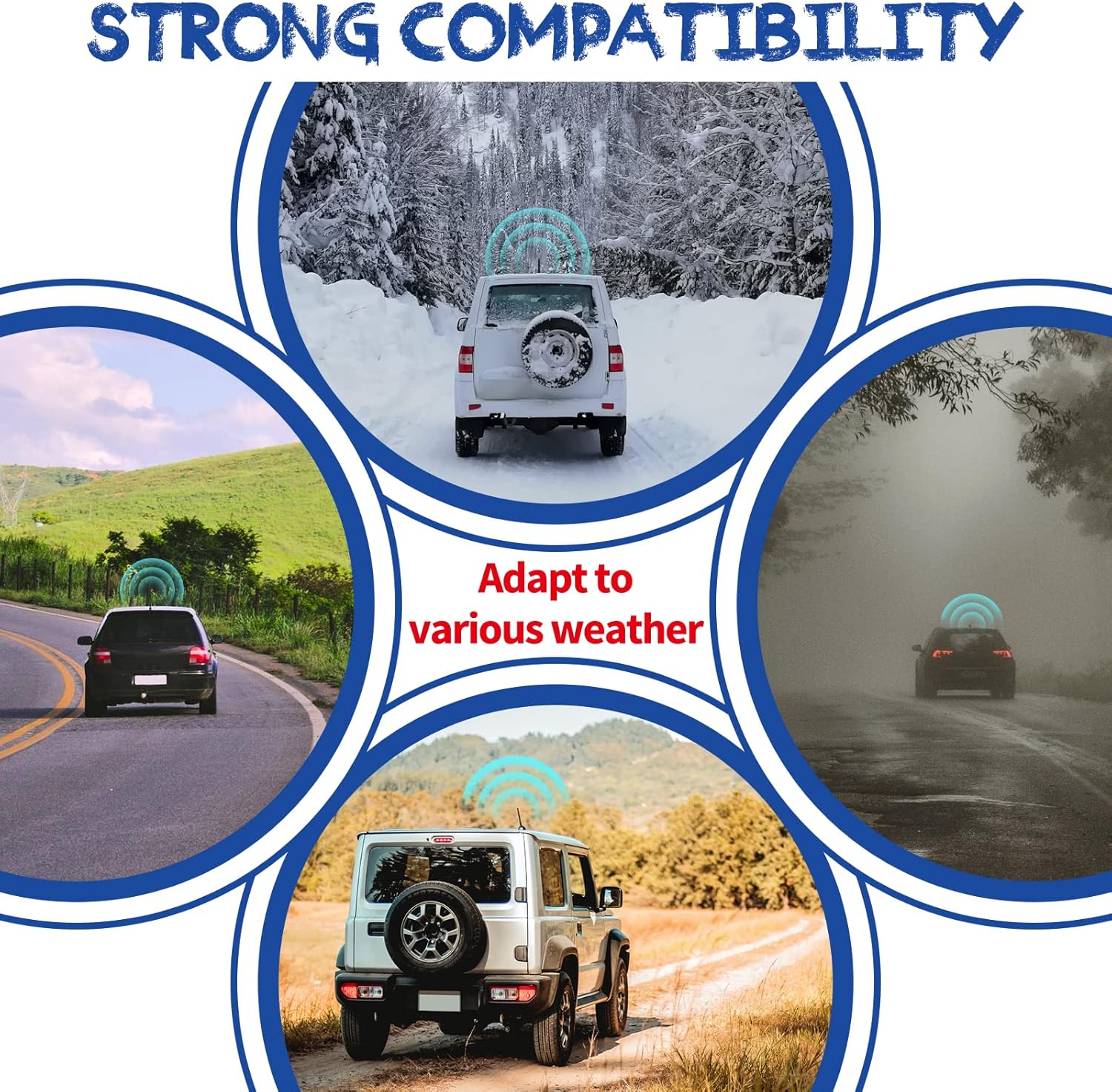 Eightwood Vehicle Radio Antenna 6.9 inch, Flexible Universal Roof Mount Car Antenna Mast Replacement with M4 M5 M6 Screw Adapter