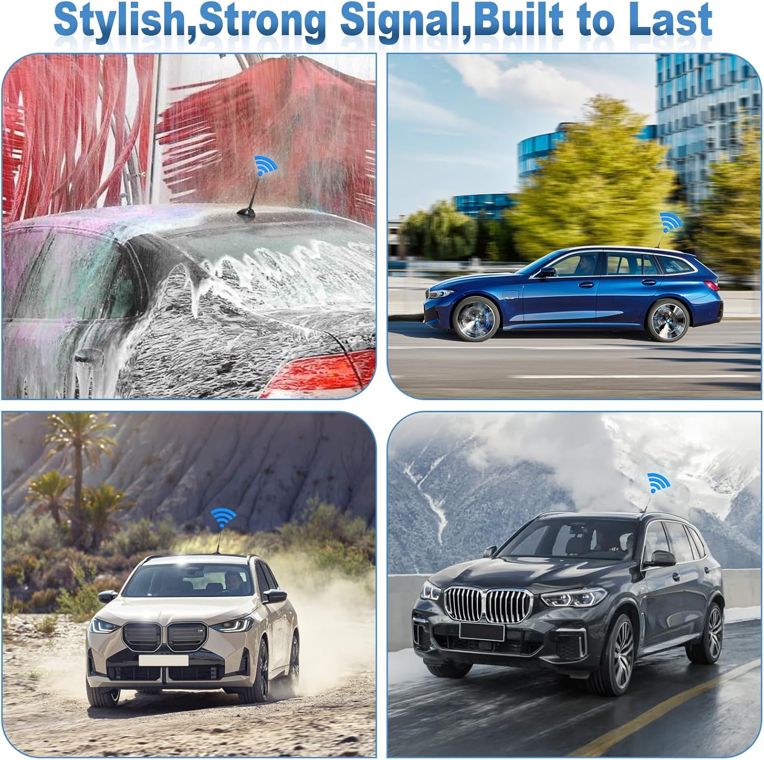 Eightwood Vehicle Roof Mount Antenna Mast 10.8in, Rubber AM FM Car Radio Antenna Replacement with M4 M5 M6 Thread Adapters