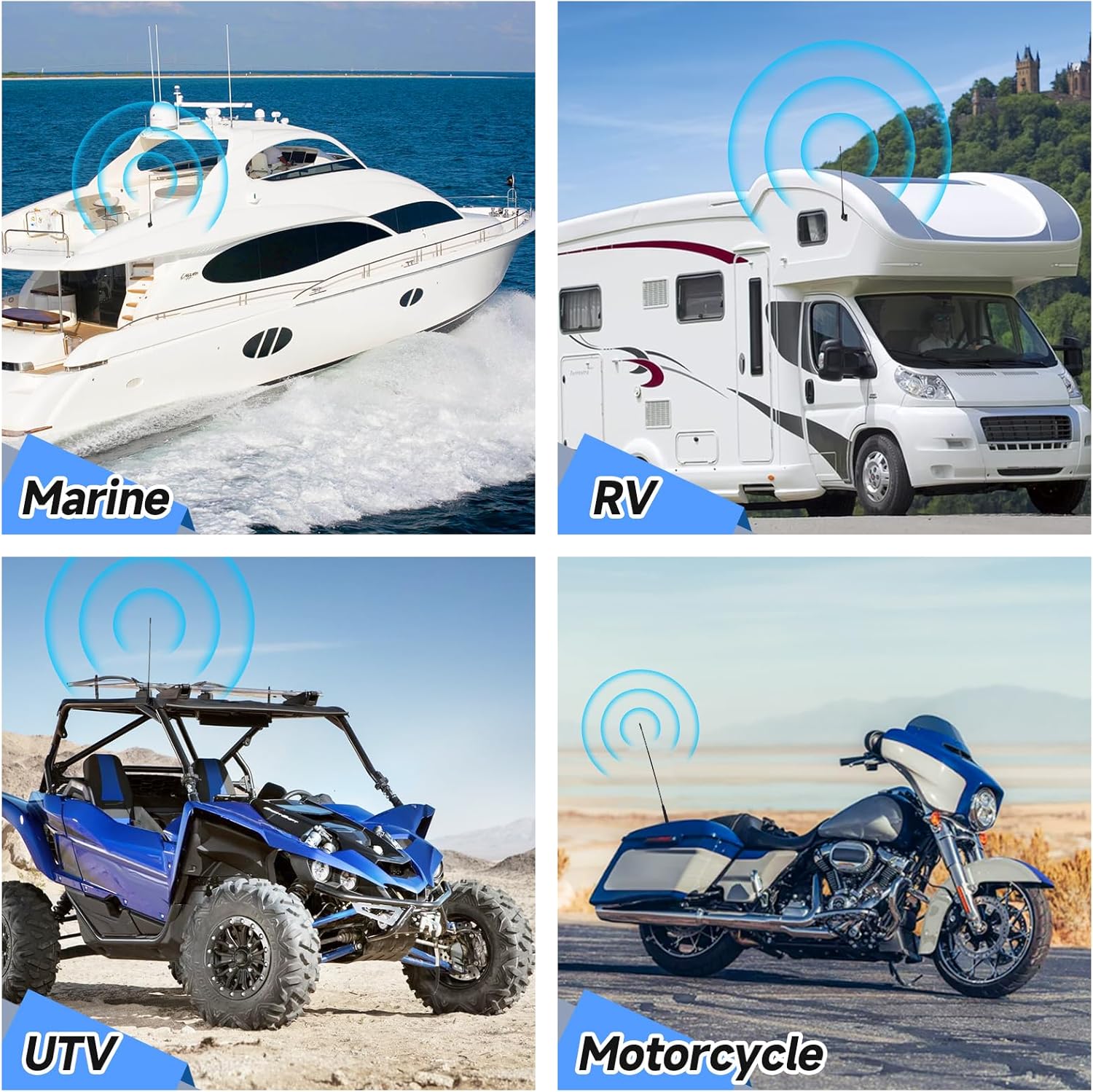 Eightwood Waterproof Marine Boat Radio Antenna 18 Inch, AM/FM Stereo Antenna Mast Replacement with Mount Base for Boat Car Tractor RV ATV UTV Motorcycle Yacht Pontoon