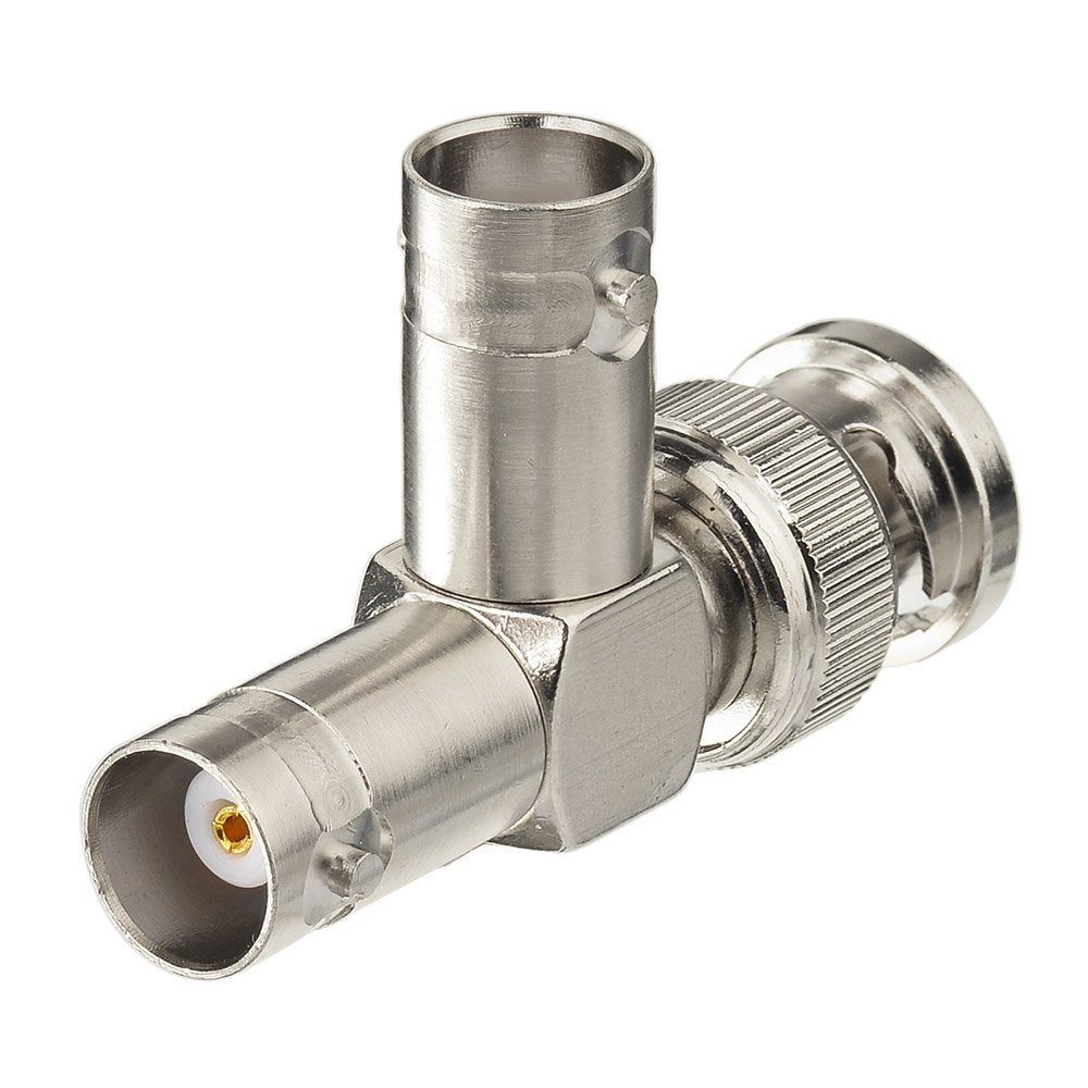 Eightwood 2pcs BNC Tee Adapter BNC Male to Dual Female Jack Video Splitter Connector