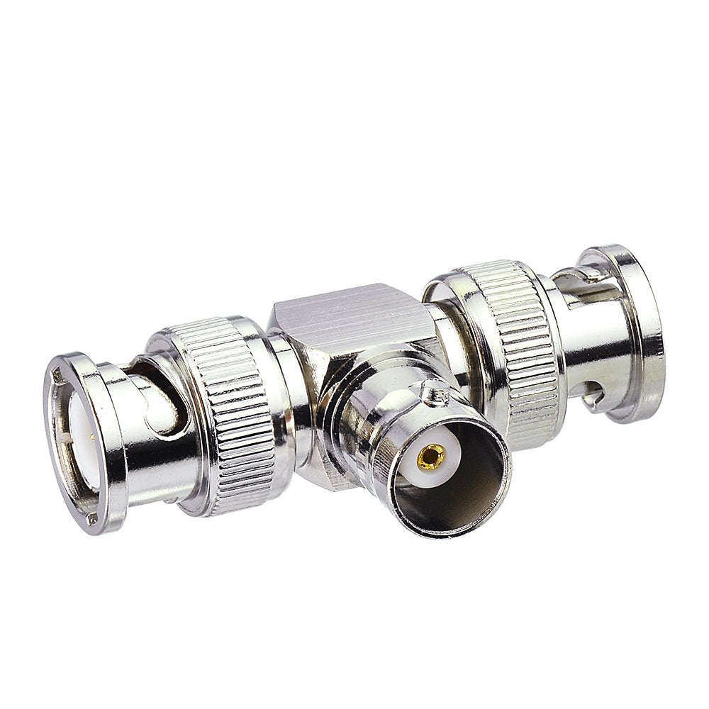 Eighwood 2pcs BNC Tee Adapter BNC Female to Dual Male Video Splitter | 1 Female to 2 Male 3-Port BNC Connector for Antenna, CCTV Camera