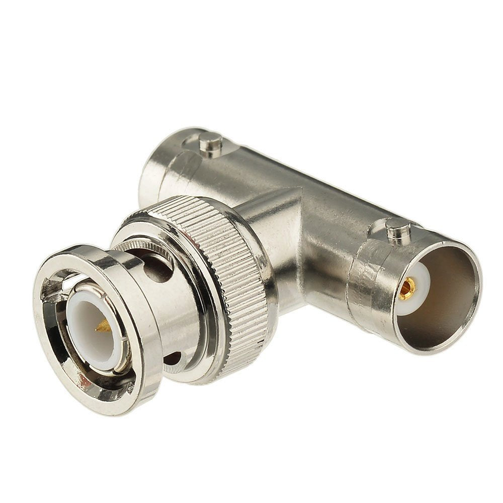 Eightwood BNC Tee Adapter BNC Male to Dual Female Video Splitter, 2-Pack | 3 Way BNC Connector for Antennas, CCTV Security Cameras