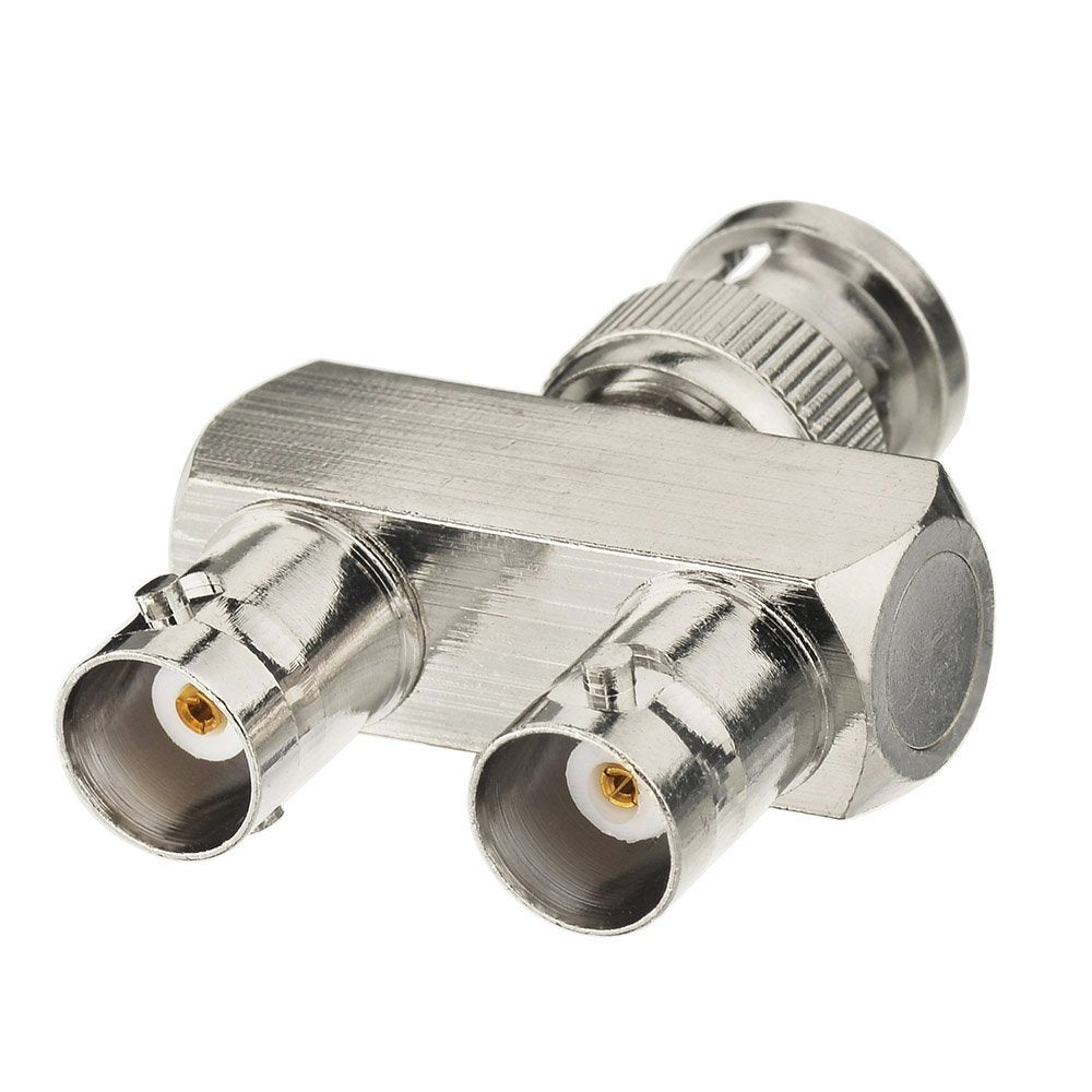 Eightwood BNC Splitter Adapter BNC Male to Dual Female Tee Type 3 Way Audio RF Coax Connector