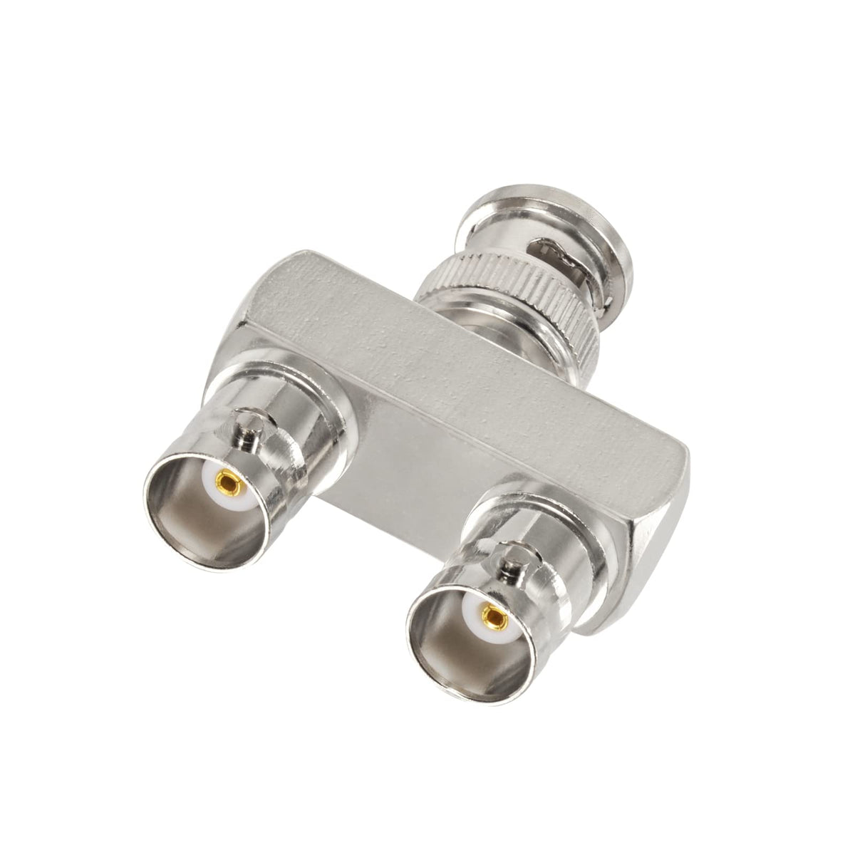 Eightwood BNC Splitter Adapter 2-Pack BNC Male to Dual Female Tee Type 3 Way Audio RF Coax Connector