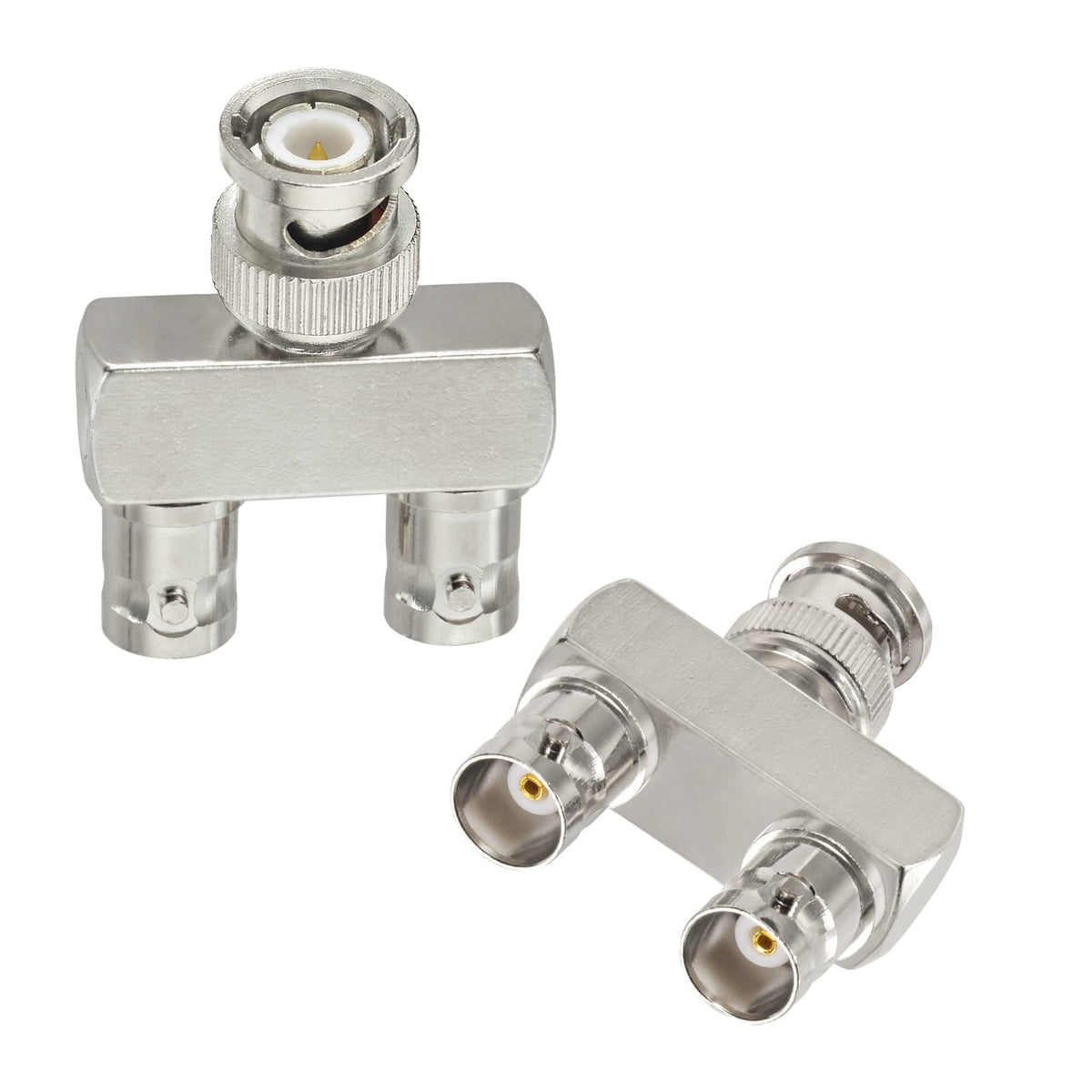 Eightwood BNC Splitter Adapter 5-Pack, BNC Male to Dual Female T-Type | 50 Ohm 1 Male to 2 Female 3-Port BNC RF Coax Connector