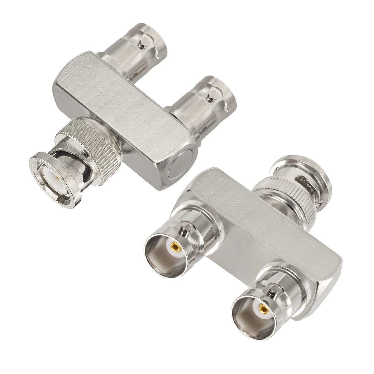 Eightwood BNC Splitter Adapter 5-Pack, BNC Male to Dual Female T-Type | 50 Ohm 1 Male to 2 Female 3-Port BNC RF Coax Connector