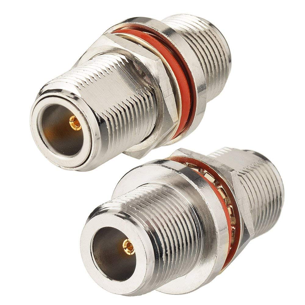 Eightwood 2pcs N Female to N Female Bulkhead Connector RF Coaxial Adapter