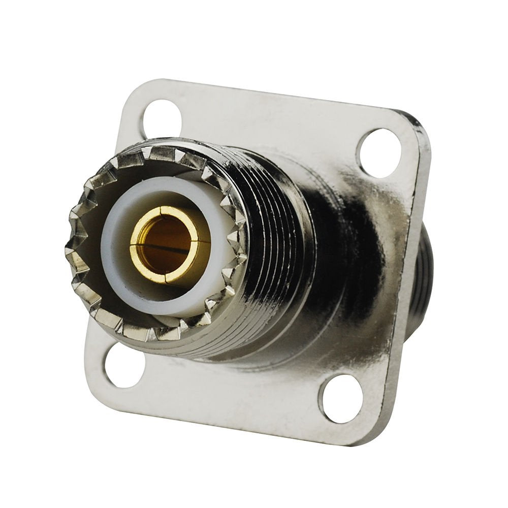 Eightwood SO239 to SO239 Chassis Mount Adapter 2-Pack | UHF Female Panel Mount Connector for CB Ham Radio, Coax Cable, Radio Antenna