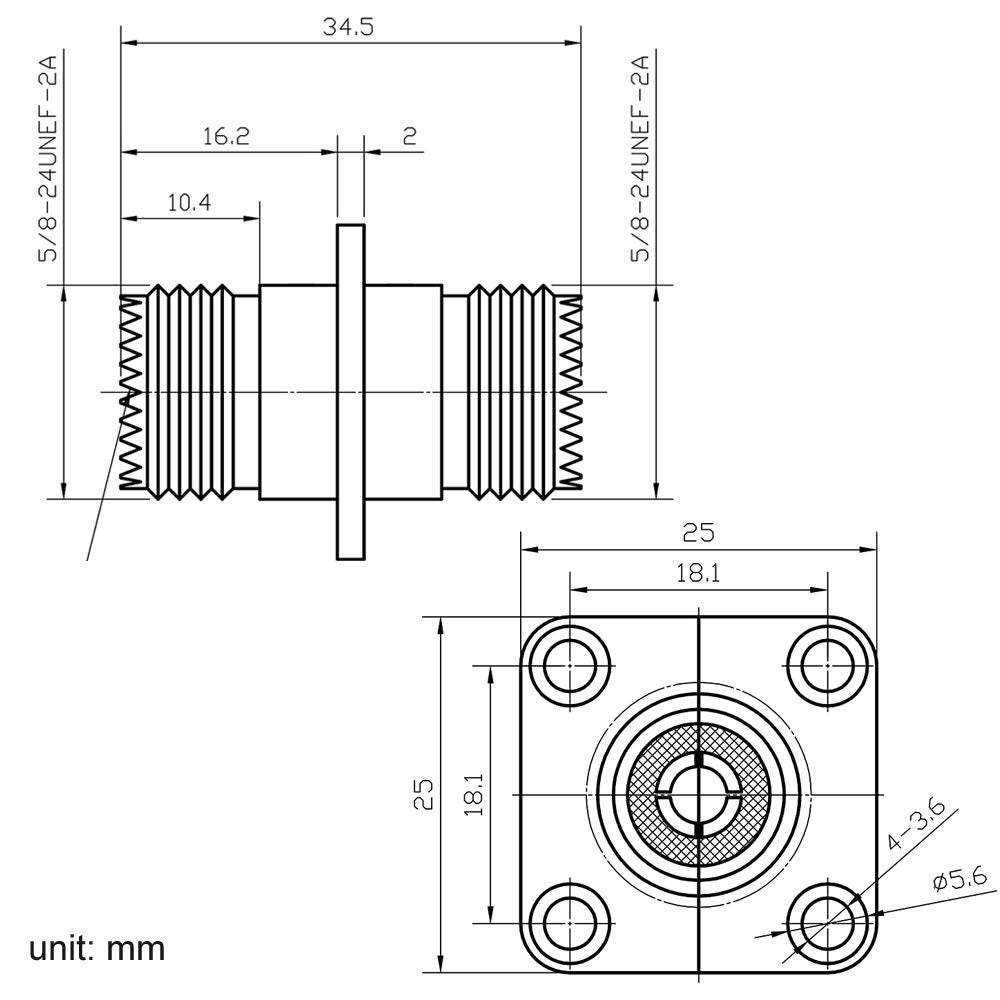Eightwood SO239 to SO239 Chassis Mount Adapter 2-Pack | UHF Female Panel Mount Connector for CB Ham Radio, Coax Cable, Radio Antenna
