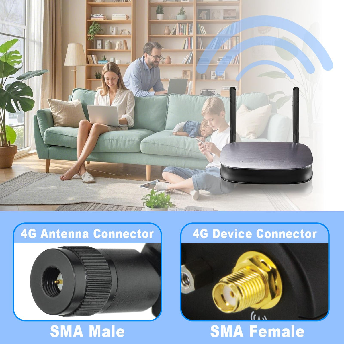 Eightwood 5dBi 4G LTE Antenna, SMA Male Connector, Omnidirectional, 2-Pack | Compatible with 4G LTE Router AT&T MF279, Mobile Hotspot, Wireless Modem, Home Phone System, Cellular Trail Camera