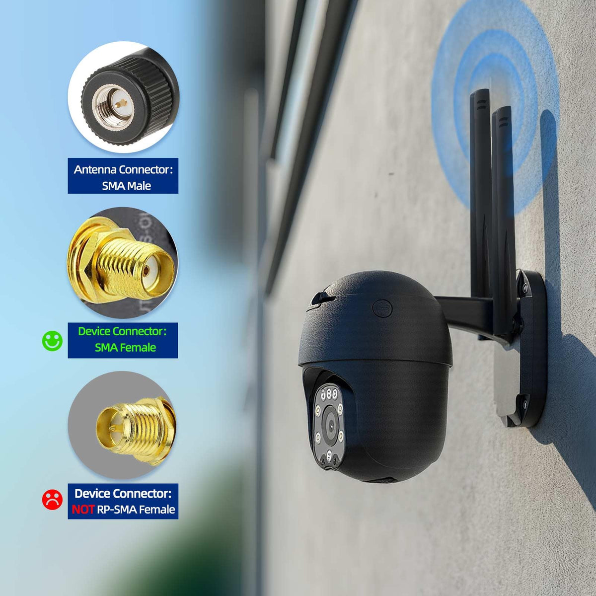Eightwood 5G 4G LTE Wide Band Antenna, Omnidirectional SMA Male Antenna 2-Pack for CPE Router Hotspot Gateway Modem Cellular Trail Camera Security Camera