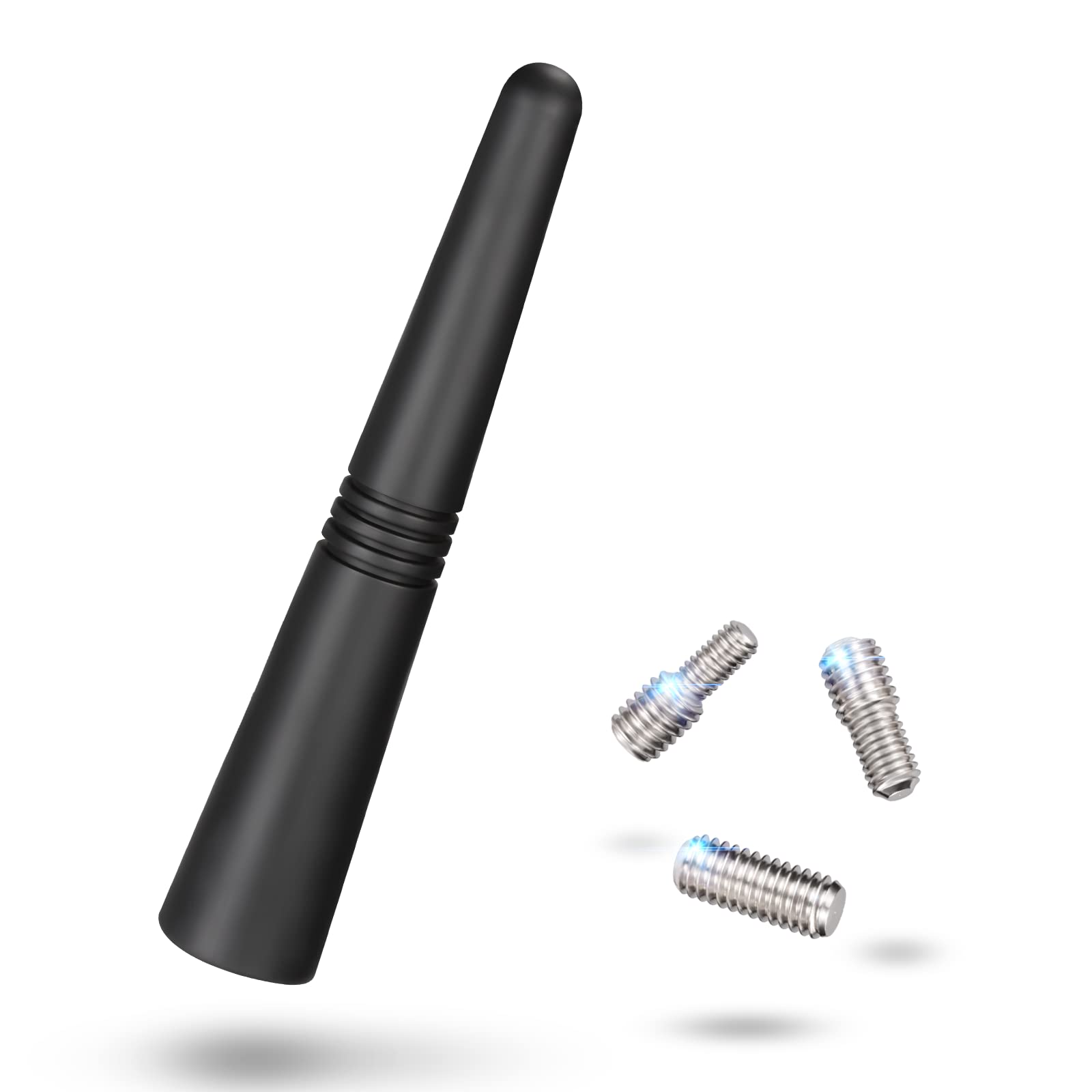 Eightwood Short Car Antenna 3.6 inch, Universal Roof Mount Vehicle AM FM Radio Antenna Mast Replacement, Flexible Rubber Antennae with M4 M5 M6 Thread Adapters