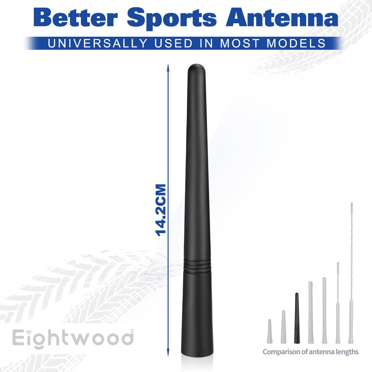 Eightwood Car Radio Antenna Replacement 5.6 inch, Universal Roof Mount Vehicle Antenna Mast, Flexible Rubber FM AM Antennae with M4 M5 M6 Screw Adapters