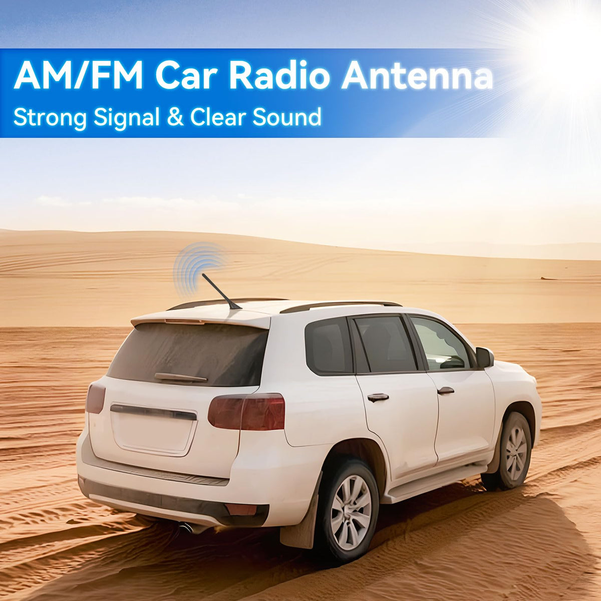 Eightwood Roof Mount FM AM Stereo Adjustable Antenna Mast, Universal Car Radio Antenna with DIN Male Connector for Vehicle Car Truck SUV Marine Boat Radio Stereo Receiver