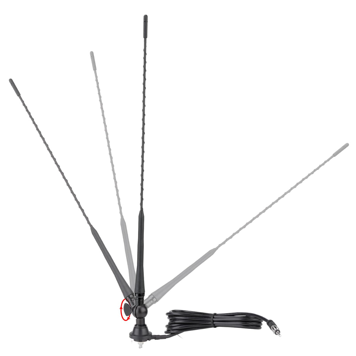 Eightwood Boat Car Radio Antenna 20 Inch, Rubber AM/FM Stereo Antenna Mast with Mount Base for Marine Boat Car Tractor RV UTV ATV Motorcycle Yacht Pontoon