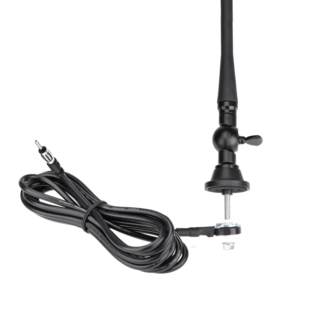Eightwood Boat Car Radio Antenna 20 Inch, Rubber AM/FM Stereo Antenna Mast with Mount Base for Marine Boat Car Tractor RV UTV ATV Motorcycle Yacht Pontoon