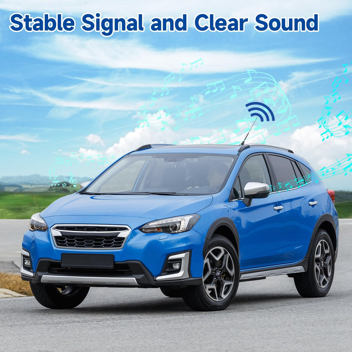 Eightwood Universal Vehicle Antenna 16in, AM FM Roof Mount Car Radio Antenna Mast with Mount Base 16ft Extension Cable for Car Truck Stereo Receiver Head Unit