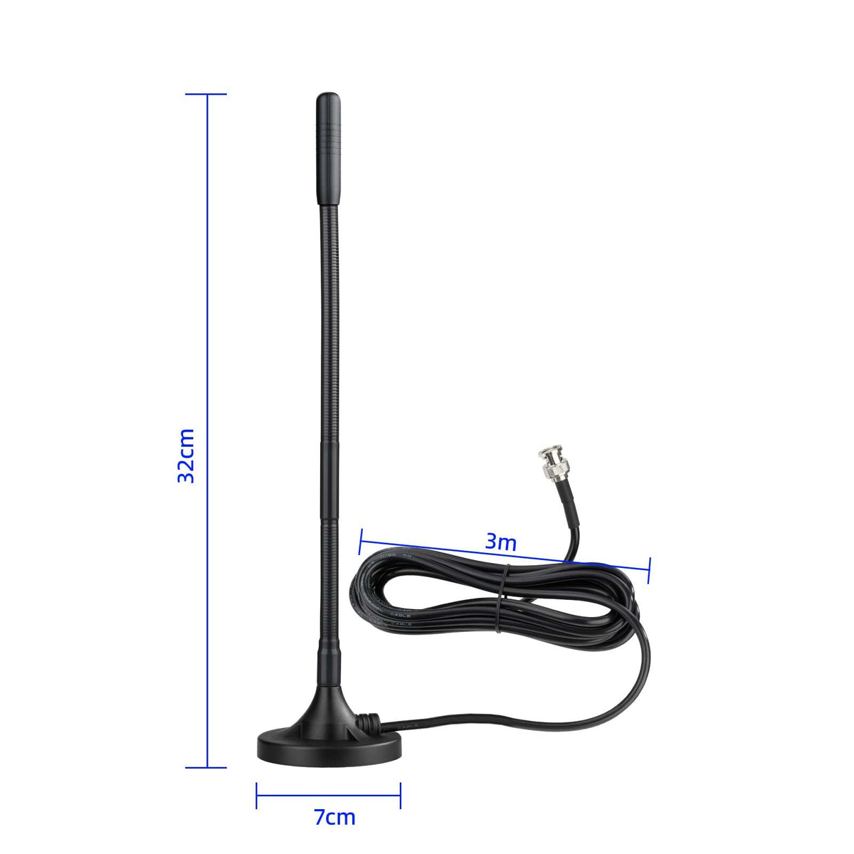 Eightwood 27MHz CB Radio Antenna 12.6in, Flexible Whip BNC & PL259 Antenna | Heavy Duty Magnetic Base, Compatible with President Cobra Galaxy Mobile CB Radios