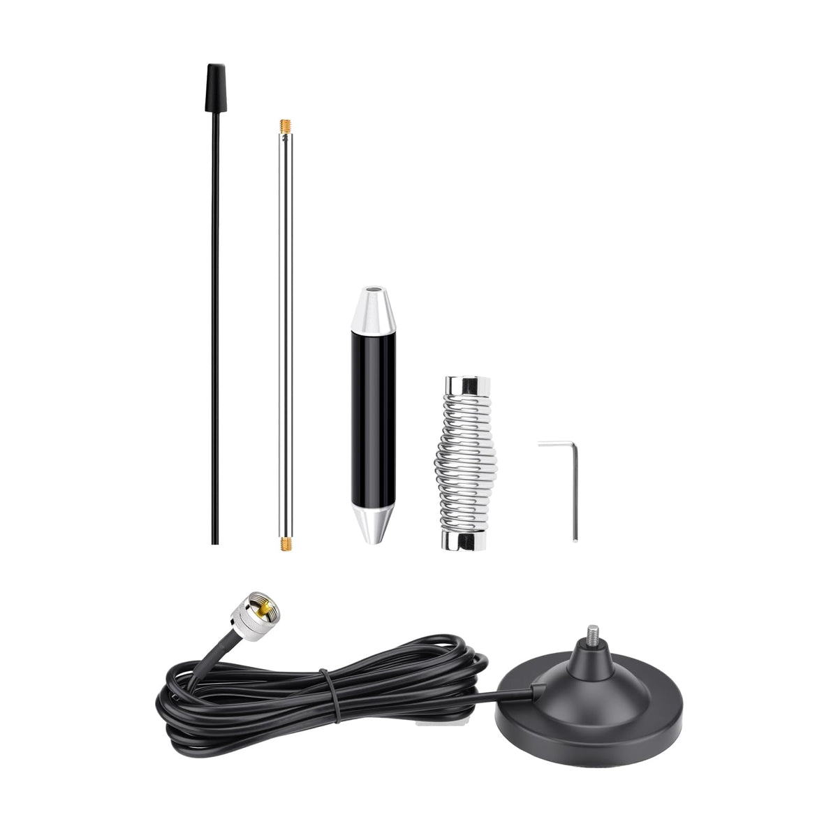 Eightwood 27MHz CB Radio Antenna 26in, PL259 Car Truck Antenna Kit Heavy Duty Magnetic Mount Compatible with Uniden President Cobra Galaxy Mobile Handheld CB Radios