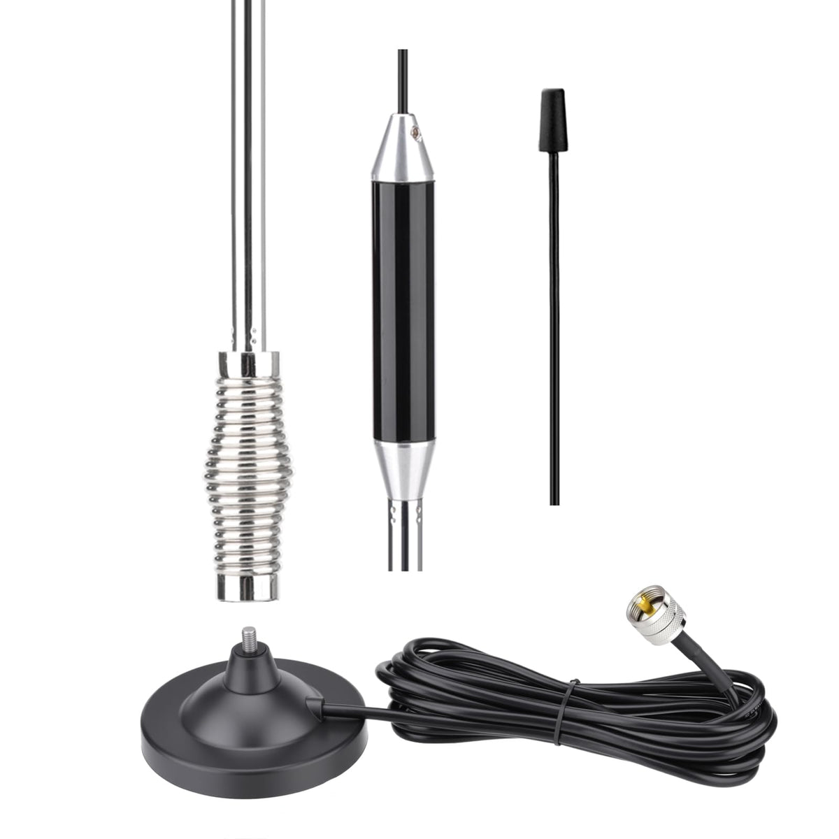 Eightwood 27MHz CB Radio Antenna 26in, PL259 Car Truck Antenna Kit Heavy Duty Magnetic Mount Compatible with Uniden President Cobra Galaxy Mobile Handheld CB Radios
