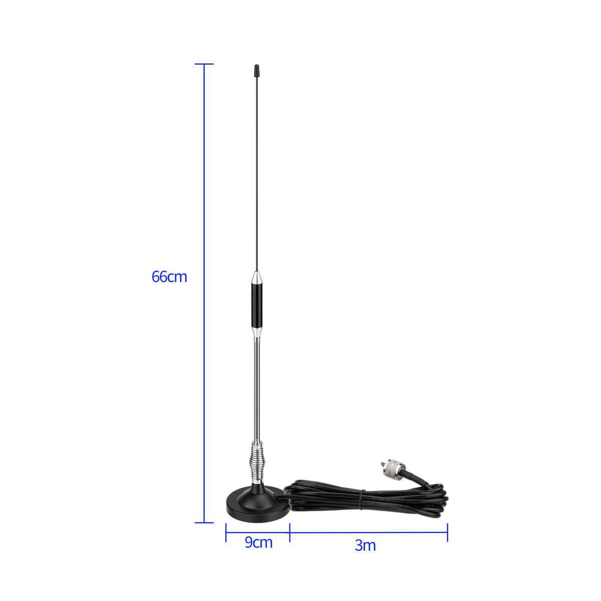 Eightwood 27MHz CB Radio Antenna 26in, PL259 Car Truck Antenna Kit Heavy Duty Magnetic Mount Compatible with Uniden President Cobra Galaxy Mobile Handheld CB Radios