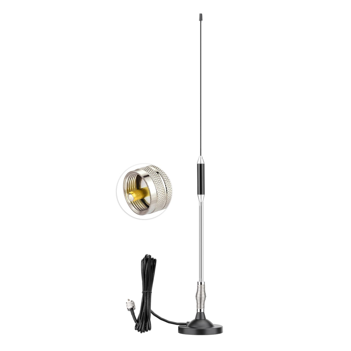 Eightwood 27MHz CB Radio Antenna 26in, PL259 Car Truck Antenna Kit Heavy Duty Magnetic Mount Compatible with Uniden President Cobra Galaxy Mobile Handheld CB Radios