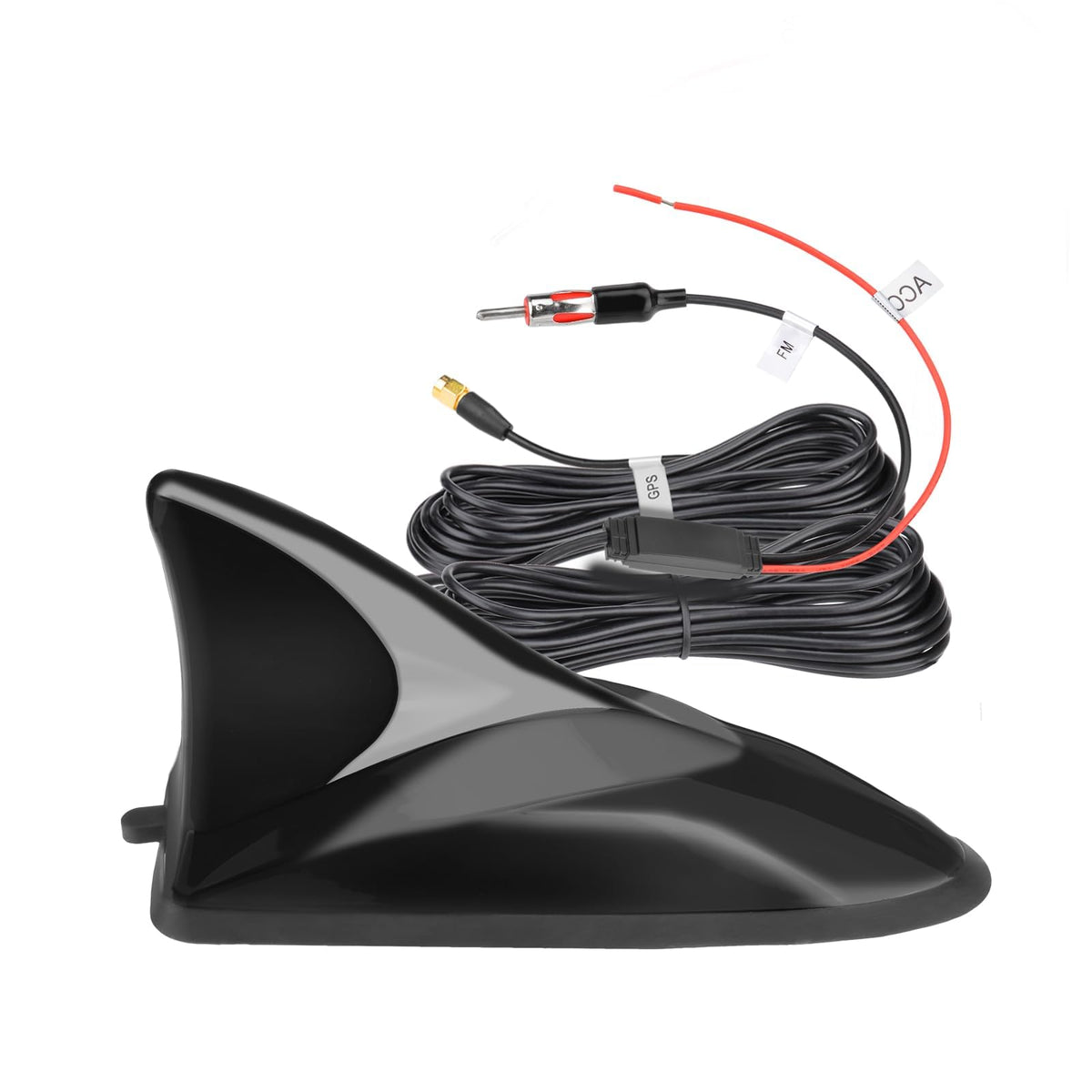 Eightwood Shark Fin Amplified FM AM Car Radio Antenna, GPS Antenna with SMA Male Connector for Vehicle Car Truck SUV Radio Stereo Receiver Head Unit GPS Navigation System