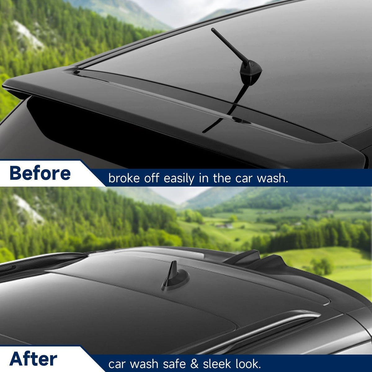 Eightwood Shark Fin Universal Car Radio Antenna, Roof Mount Amplified FM AM Antenna for Vehicle Car Truck Stereo Receiver Media Head Unit HD Radio