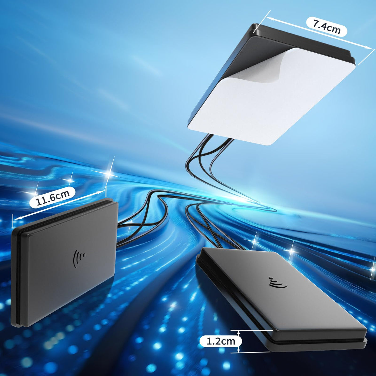 Eightwood 4G LTE WiFi 6E Bluetooth Combo Antenna, SMA & RP-SMA Connector | Wideband 600MHz-6000MHz, Adhesive Mount, 9.8ft Cable, Compatible with Industrial Cellular Router, CPE, IoT Gateway, Hotspot