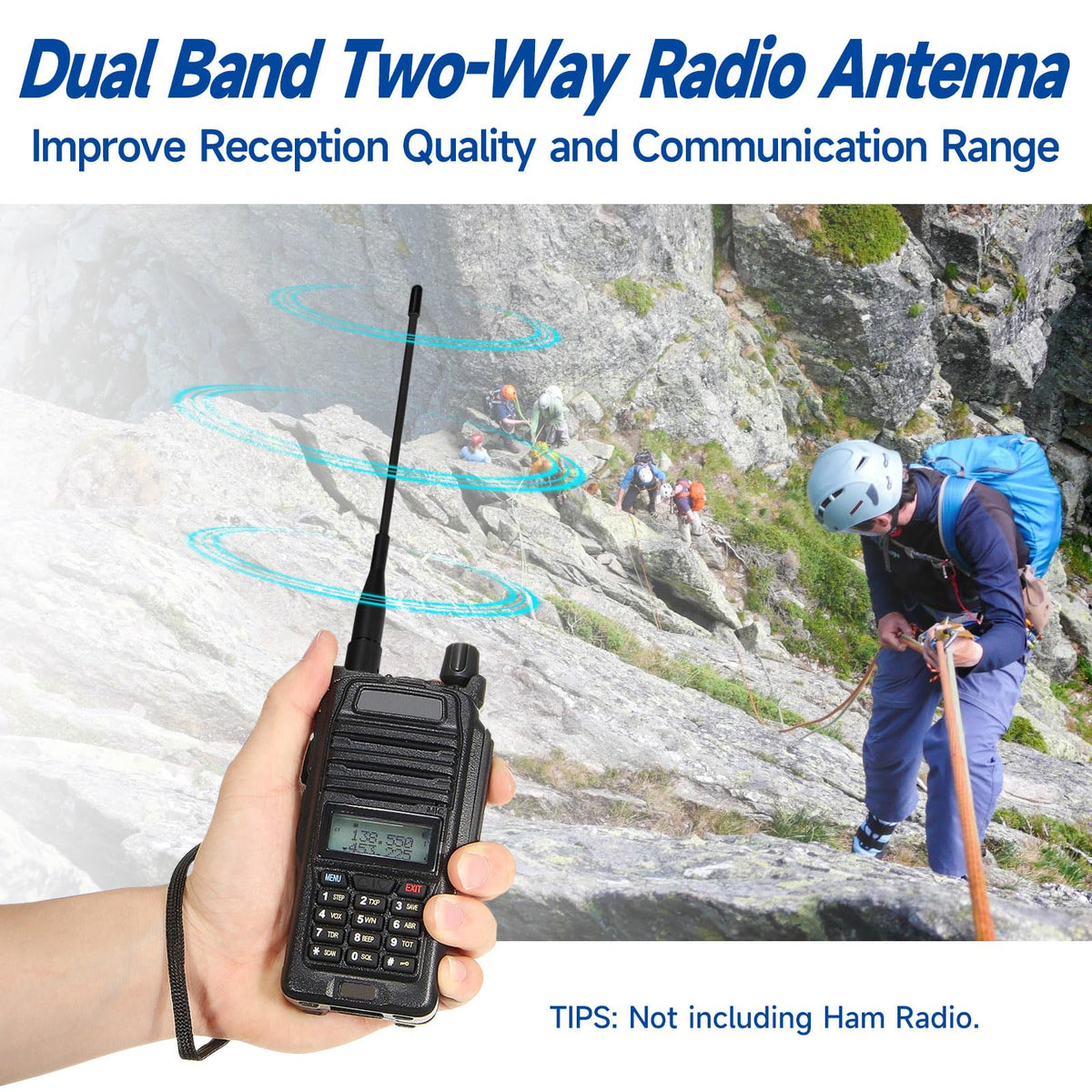 Eightwood Two Way Radio Antenna 6in, VHF/UHF Dual Band SMA Female Flexible Handheld Ham Radio Antenna 2-Pack for Baofeng Walkie Talkie UV-5R UV-82 Yaesu FT-65