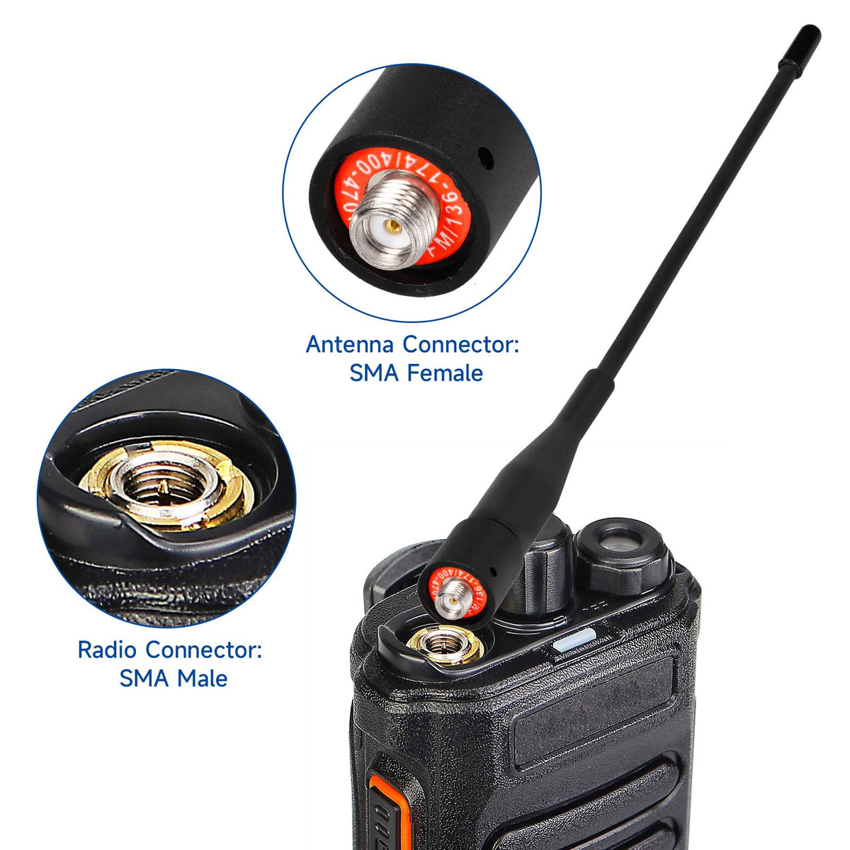 Eightwood Two Way Radio Antenna 6in, VHF/UHF Dual Band SMA Female Flexible Handheld Ham Radio Antenna 2-Pack for Baofeng Walkie Talkie UV-5R UV-82 Yaesu FT-65