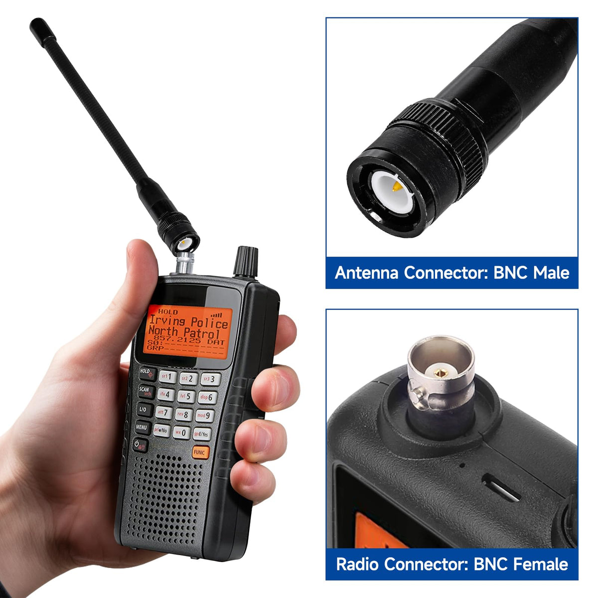 Eightwood BNC Handheld Scanner Antenna 2-Pack Dual Band 144/430MHz VHF UHF Flexible Ham Amateur Radio Antenna 6in for BC125AT BC75XLT Scanner ICOM IC-V8 IC-A14