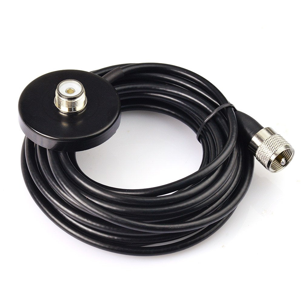 Eightwood Dual Band VHF UHF Ham Mobile Radio Antenna PL259 Connector with Magnetic Base Extension Cable 16 feet for Vehicle Marine Ham Radio Amateur Radio Mobile Transceiver 144/430mhz