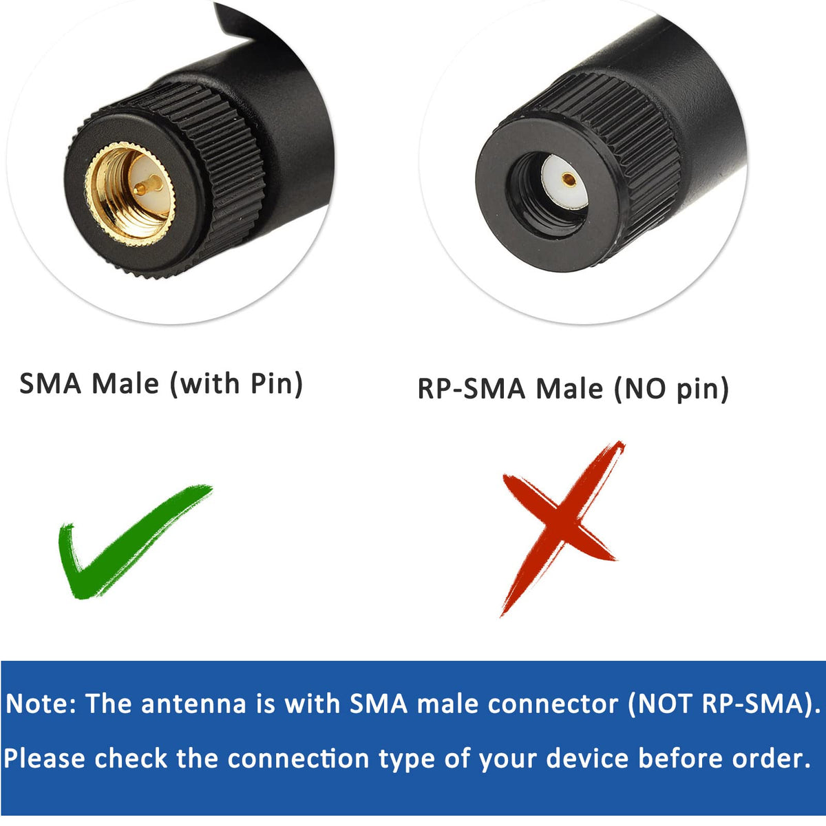 Eightwood 2.4GHz 5GHz WiFi Antenna, Dual Band SMA Male Antenna (2-Pack) | 9dbi, for Car Trailer Backup Camera, Security Camera, FPV Drone, Smart Home