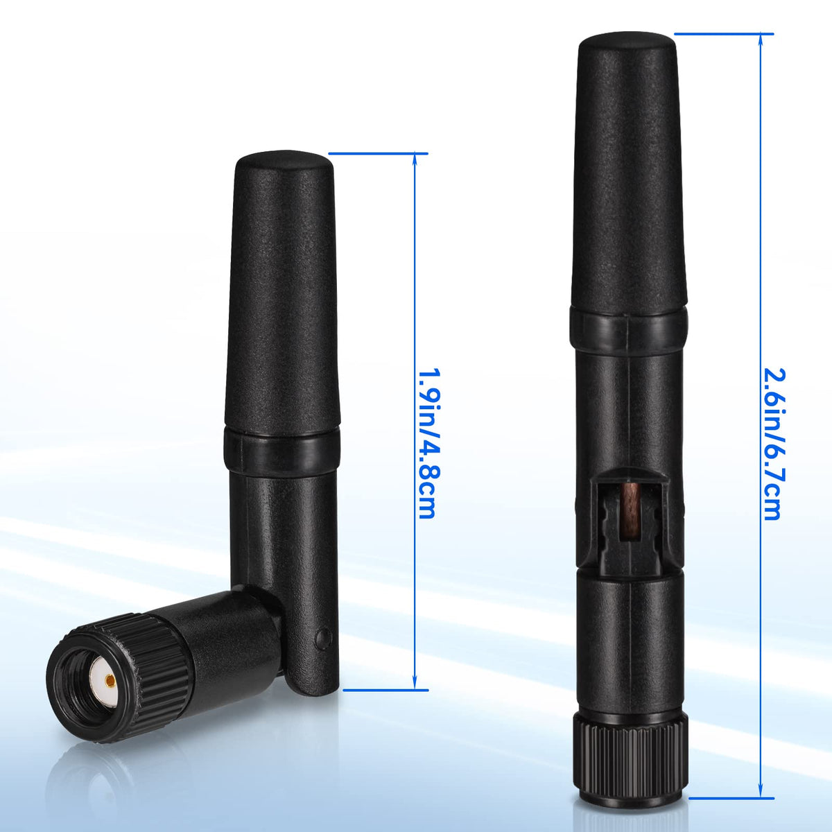Eightwood Small WiFi Antenna Dual Band 2.4GHz 5GHz RP-SMA Antenna 2pcs for PC Desktop Computer PCIe Card WiFi Router Wireless Back Up Camera