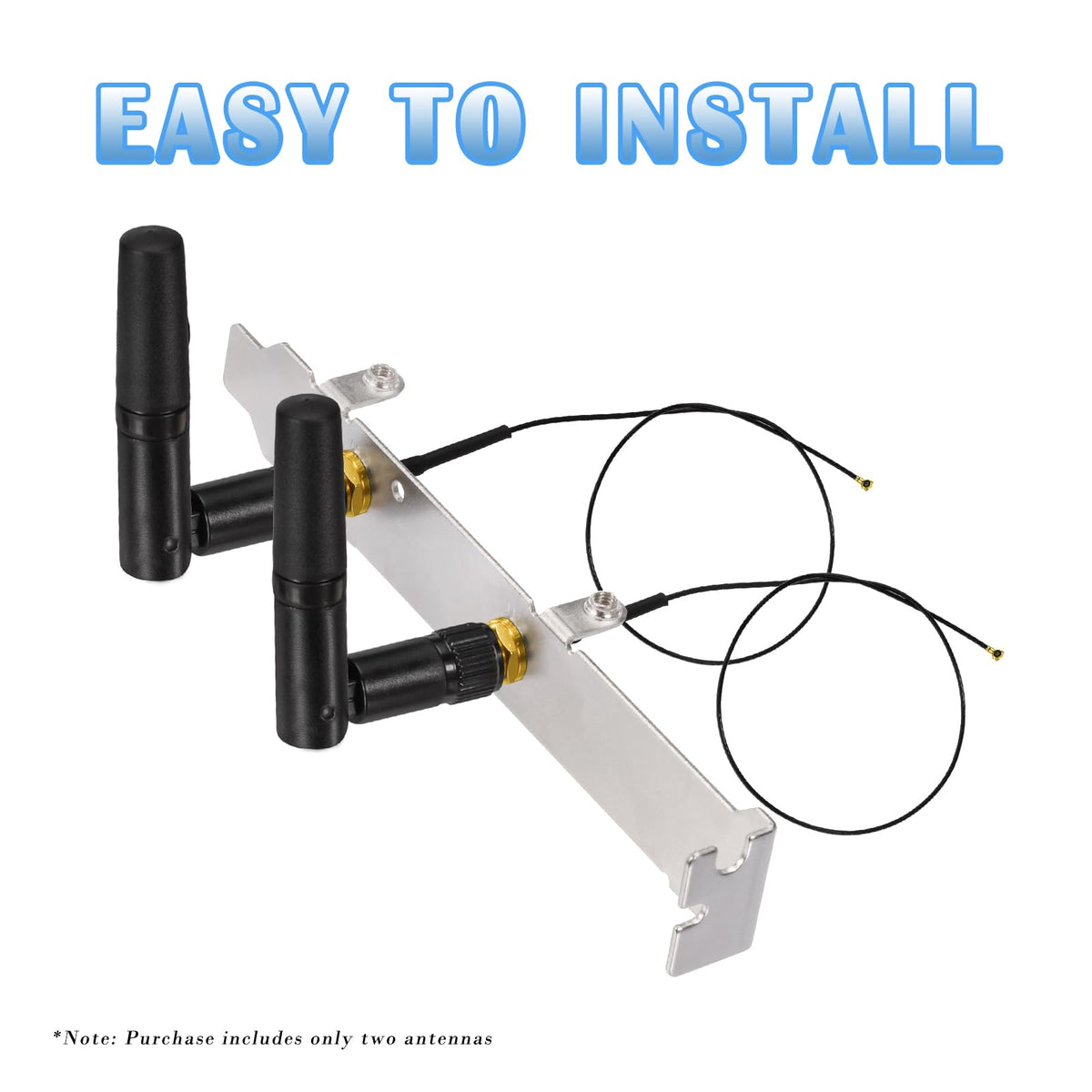 Eightwood Small WiFi Antenna Dual Band 2.4GHz 5GHz RP-SMA Antenna 2pcs for PC Desktop Computer PCIe Card WiFi Router Wireless Back Up Camera