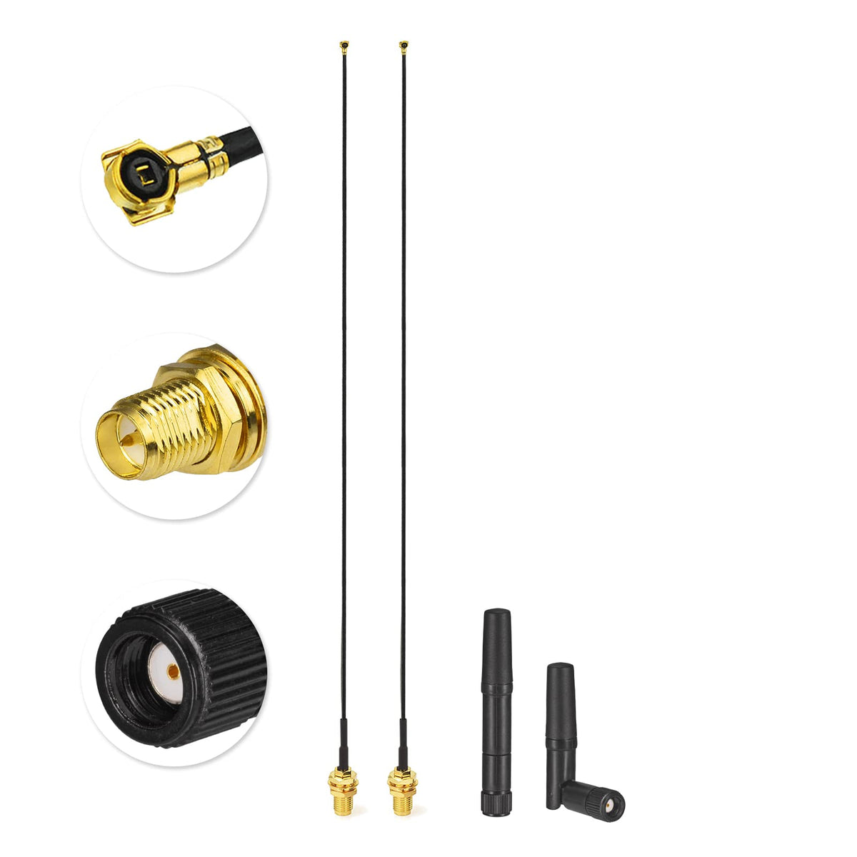Eightwood Dual Band Small WiFi Antenna 2.4GHz 5GHz RP-SMA Male Antenna with RP-SMA Female Cable 9.8in for M.2 NGFF Network Card PC Desktop Computer