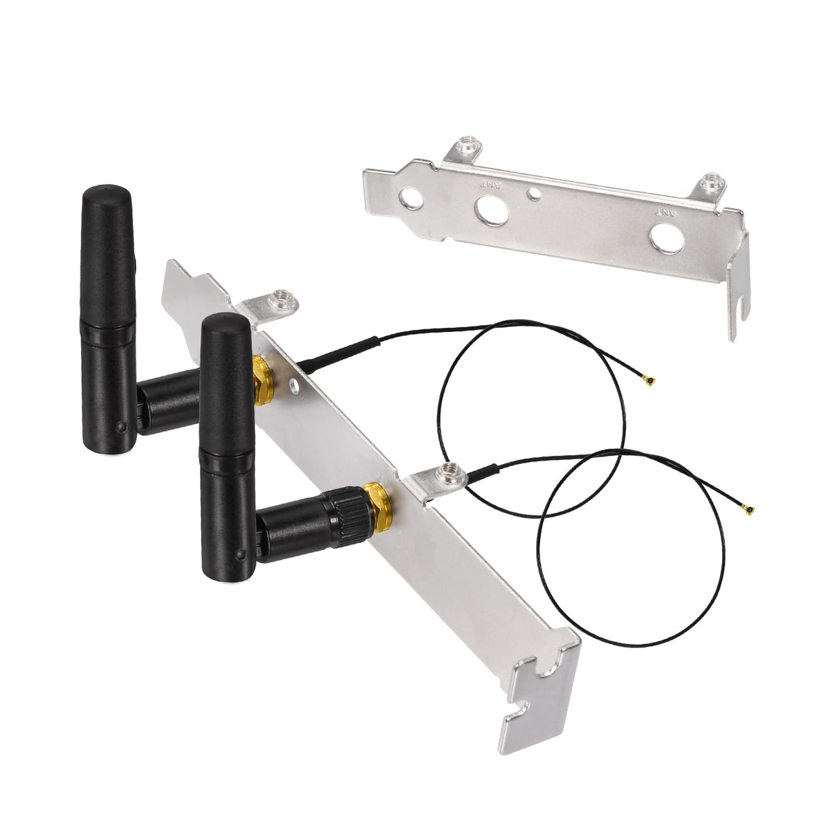 Eightwood M.2 WiFi Card Antenna 2.4GHz 5GHz Small WiFi Antenna + RP-SMA Cable 10in + Computer Slot Bracket for M.2 NGFF Network Card PC Desktop Computer