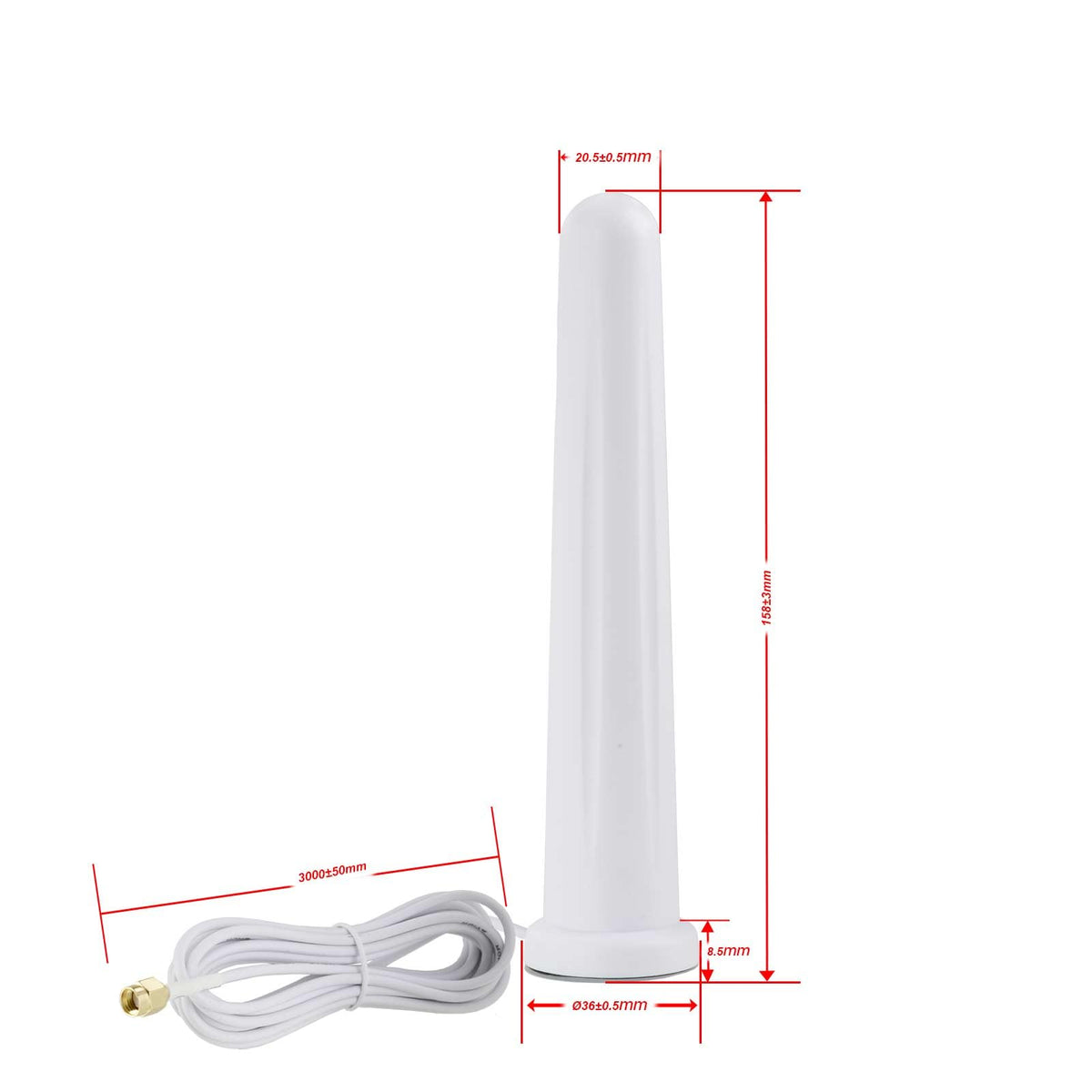 Eightwood Dual Band WiFi Antenna, 2.4GHz 5GHz, White, RP-SMA Male Connector | 9.8ft Cable, Magnetic Base, 2-Pack, for Desktop PC Motherboard, PCIe Bluetooth Card, WiFi Outer, Hotspot, Security Camera