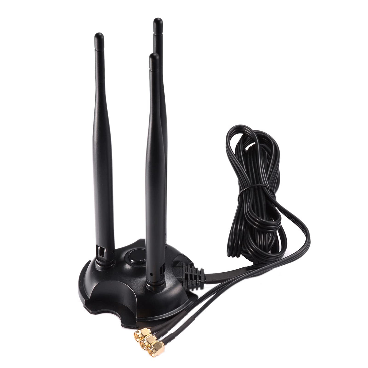 Eightwood 2.4GHz 5GHz Dual Band WiFi Antenna with 3 RP-SMA Male Connector | Magnetic Base, 6.5ft Cable, for PC Desktop Motherboard, PCIe WiFi Card, Wireless Router