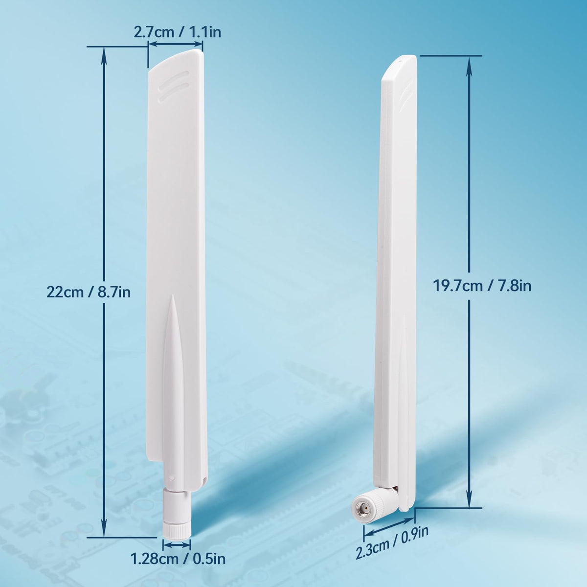 Eightwood Tri-Band WiFi 6E Antenna, 2-Pack, White, with RP-SMA Connector | for Desktop PC Motherboard, PCIe WiFi Card, Wireless Router, Security Camera, 2.4GHz 5GHz 6GHz