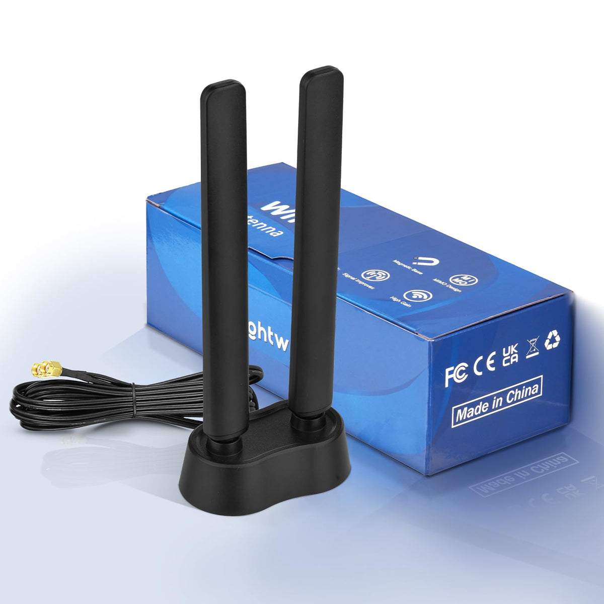 Eightwood 9dBi WiFi 6E Antenna Tri-Band 6GHz 5GHz 2.4GHz Magnetic Base WiFi Antenna for PC Desktop Computer PCIe Bluetooth Card Gaming Motherboard, WiFi 6E Router